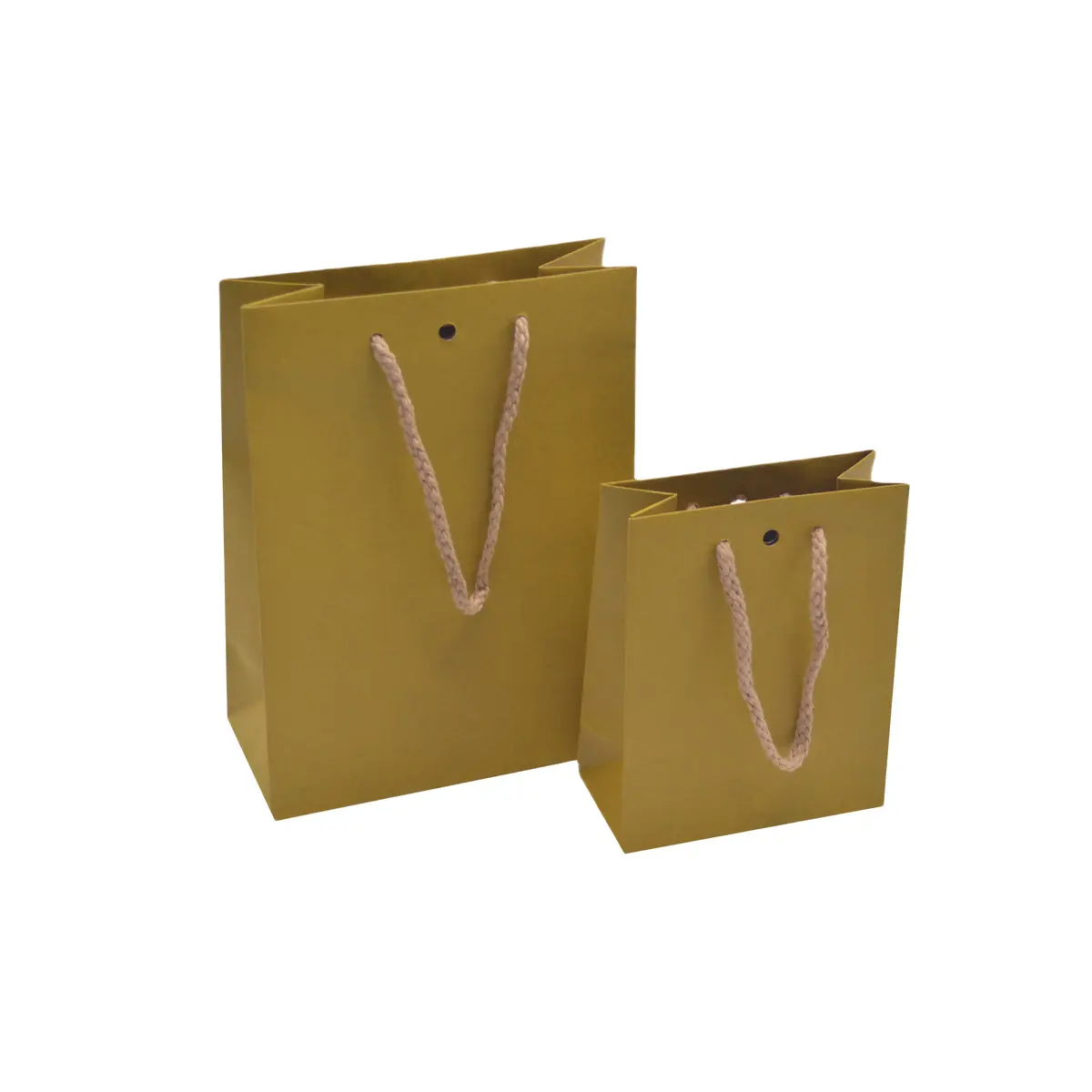 Sacs kraft Jaune moutarde avec poignées cordelières - 12+6 x15 cm - Sacs kraft luxe-1